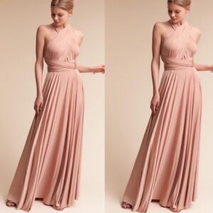 BHLDN dusty Rose TWO birds bridesmaid dress (convertible Maxi)